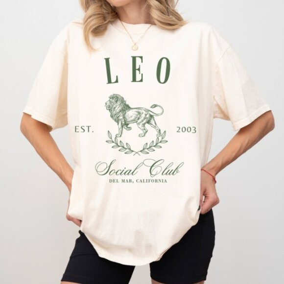 Leo Social Club Zodiac Sign tshirt, July Birthday Crewneck Shirt - Picture 1 of 4